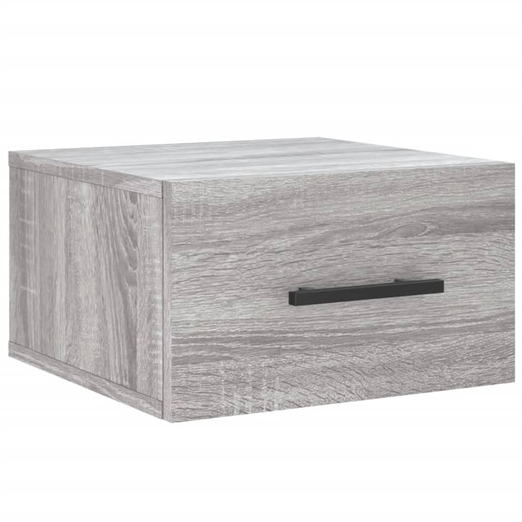 vidaXL - Wall Mounted Bedside Table - Oak - Small - Grey