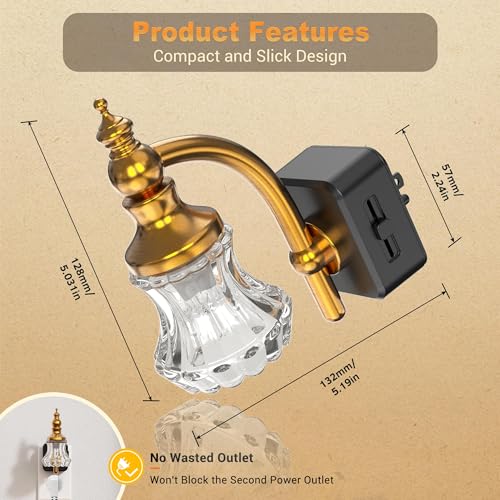 Image of JandCase Night Light, Night Lights Plug into Wall, Glass Flower Nightlight | LED 0-100LM Dimmable Nightlights, Dusk to Dawn Sensor, 1W Vintage Nite Light for Bathroom Hallway Gift Decor, 1 Pack