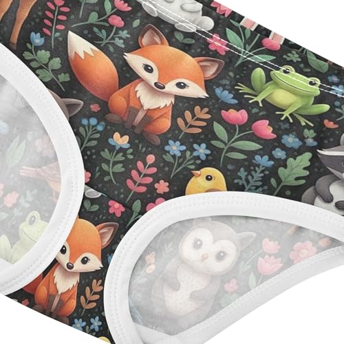 Cute Animals Deers Colorful Floral Little Girl Panties Toddler Underwear Floral Cotton Bright Briefs Girls Undies 2t4