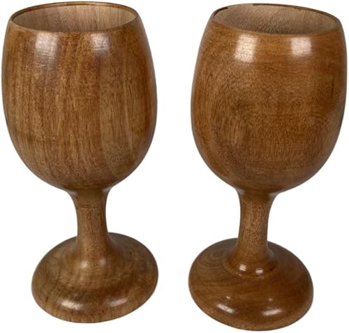 Miniatura 2 de collectiblesBuy Juego de 2 vasos de vino de madera hechos a mano, de inspiración vintage, orgánico vintage, vasos de vino ecológicos, regalo para