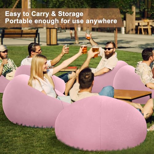 Image of Realspring 12 Pcs Inflatable Bean Bag Chair, Air Pump,Pink
