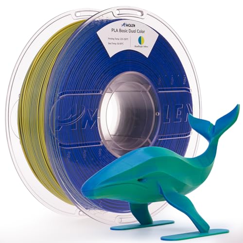Image of AMOLEN PLA Filament 1.75mm Dual Color Blue & Bright Yellow, True High Speed 600mm /s 3D Printer Filament, Dimensional Accuracy + /- 0.02mm, 1KG Spool(2.2lbs) Fits for Most FDM 3D Printers
