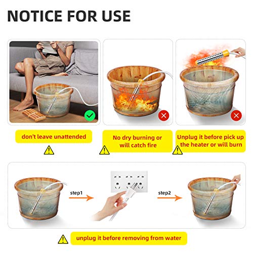 GESAIL 1500W Electric Immersion Heater, Submersible Water Heater With Stainless Steel Guard, Bucket Water Heater Used For Camping Water Heater And Pool Warmer With UL Listed,Rv Water Heater(Yellow) - Thumbnail 2