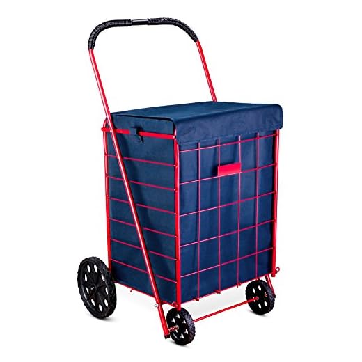 Handy Laundry Shopping Cart Liner, 18" X 15" X 24", Square Bottom, Fits Standard Shopping Cart, Cover and Adjustable Straps for Easy Secure Attachment, Made from Waterproof Material (Navy Blue)