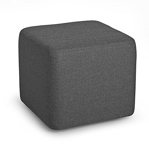 Poppin Block Party Lounge Ottoman - Dark Gray, 19' L x 19' D x 17' H, Durable Woven Fabric, Powder-Coated Steel Legs, Perfect for Reception, Lounge Areas, and Break-Out Spaces