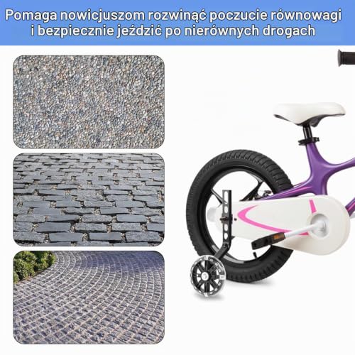 1 para kół podporowych, uniwersalne kółka podporowe do roweru, regulowane kółka bezpieczeństwa dla rowerów dziecięcych z błyszczącymi felgami, dla rowerów jednobiegowych 12–20 cali