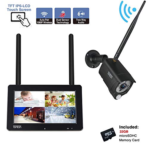 Tonton 1080P Portable Wireless LCD Security Camera System with 7" IPS Touchscreen Monitor