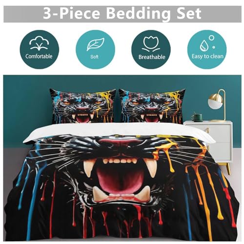 Housse de couette léopard 200x200 microfibre avec 2 taies d'oreiller - 6