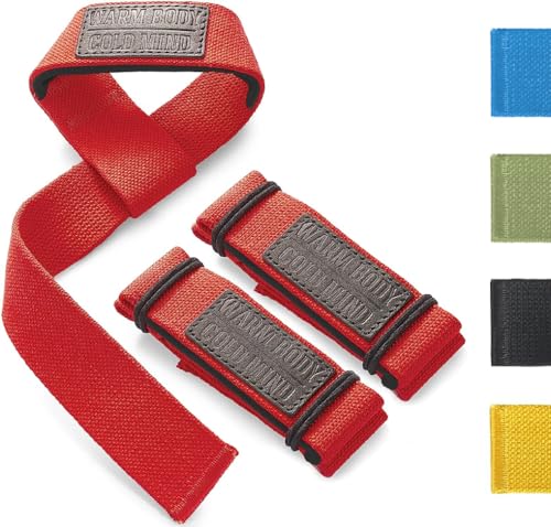 Image of WARM BODY COLD MIND Lasso Lifting Wrist Straps for Cross Training - Rated at 770 lb - Hand Wraps for Olympic Weightlifting, Powerlifting, Weight Lifting, Bodybuilding Strength Deadlift Gym Bar, Cotton
