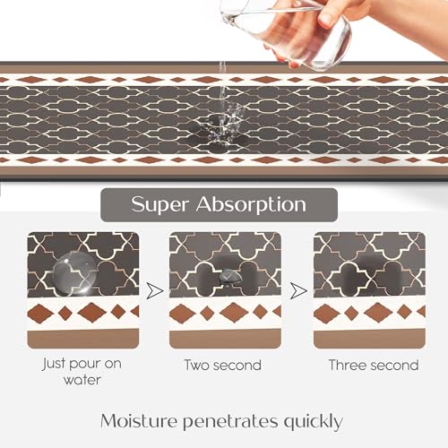 Image of Yellow Weaves- Non-Slip Kitchen Floor Mats, Water Absorbent, Rugs,Standing Rubber Mats for Kitchen, Office, Sink and Laundry Room, Moroccan (Pack of 2)