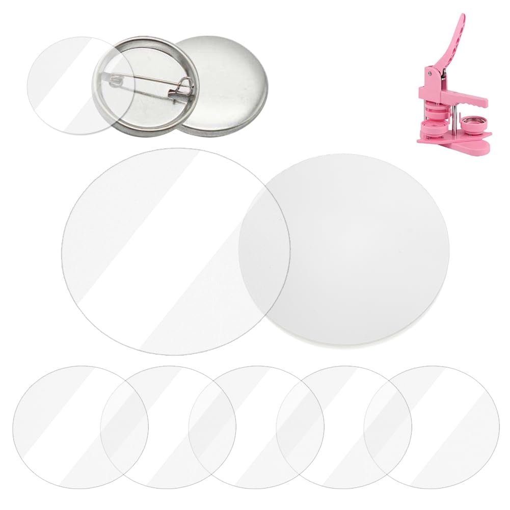 OLYCRAFT 200Pcs 61mm Button Film for 50 mm Button Maker Plastic Film Machine Transparent Buttons Protective Films Clear Badge Protective Films for Badge DIY Craft Supplies Round Buttons Maker