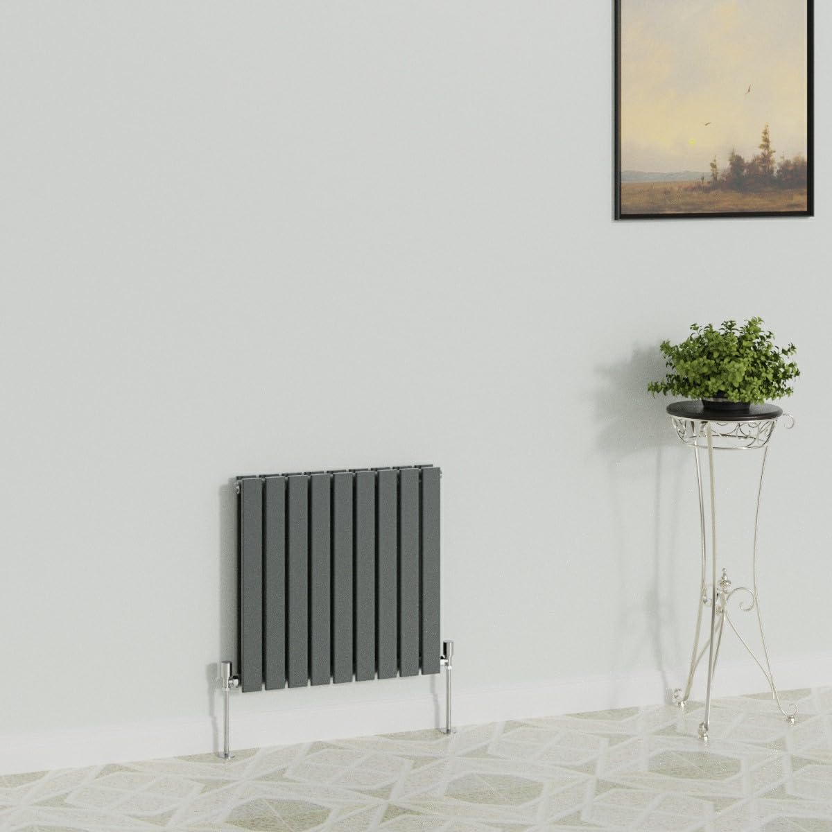 Warmehaus Anthracite Horizontal 600X612mm Flat Panel Column Radiator Double