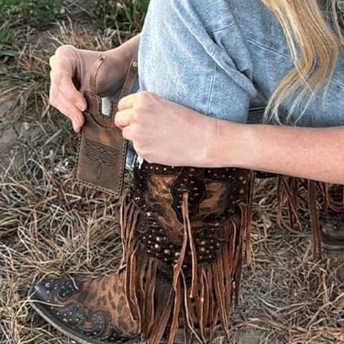 Western Boot Wallet with Snap Strap, Leather Boot Credit Card Holder for Women, Small Wallet with Snap Fastening (1pcs Tawny)4