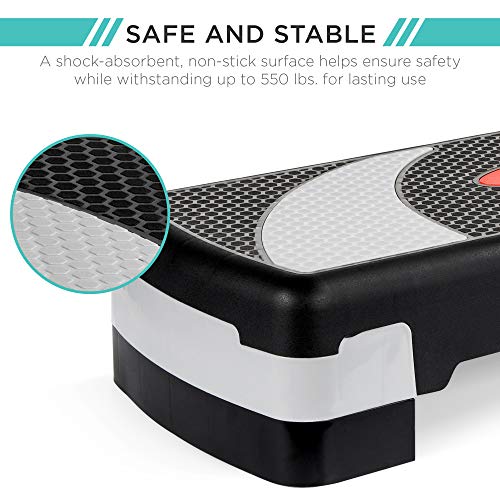 Best Choice Products 30in Aerobic Step Platform Adjustable Exercise Stepper Home Gym Fitness Accessory for Full Body Workout w/ 6 Risers, 550lb Weight Capacity