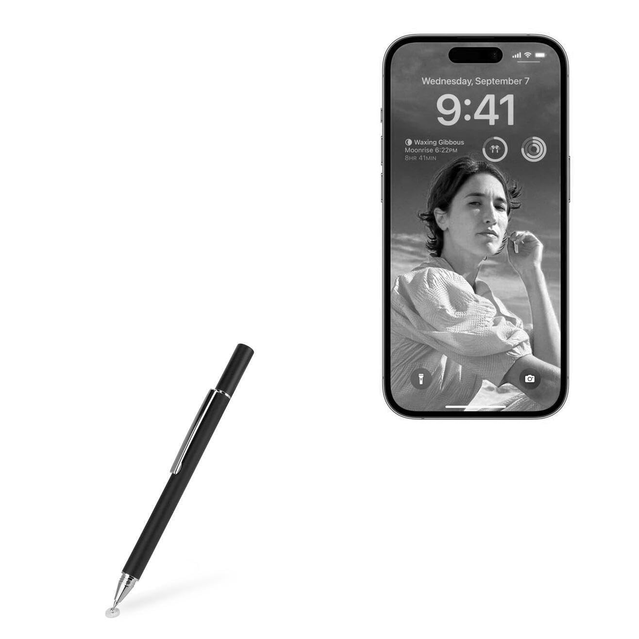 BoxWave Stylus Pen Compatible with Apple iPhone 16 - FineTouch Capacitive Stylus, Super Precise Stylus Pen - Jet Black
