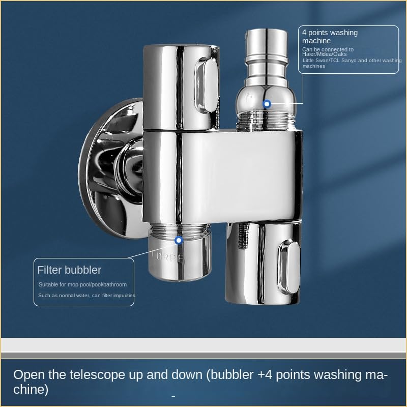 Robinet d'angle G1/2 trois voies double commande alimentation machine eau - 3