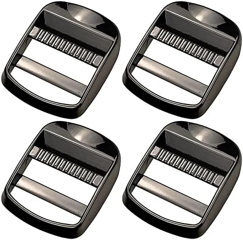 4 Pcs Metal Ladder Lock Buckle Slider Adjustable Webbing Strap Release Buckles Adjustable Zinc Alloy Buckle for Backpack Strap Accessories