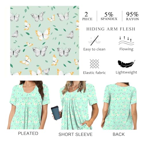POPYOUNG Womens Pajama Sets Summer Short Sleeves 2 Piece Lounge Sleepwear Ladies Pjs Sets with Pockets4