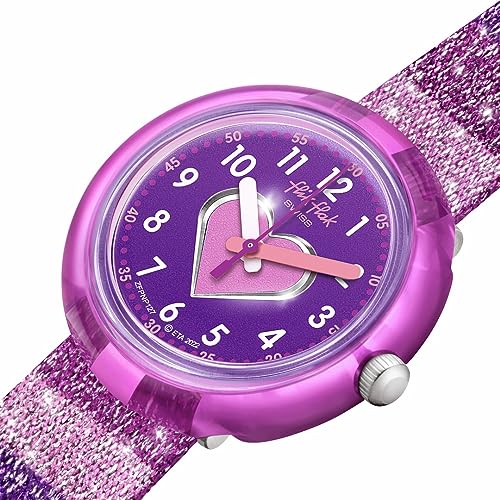 Flik Flak Girl Kids Watch Biosourced Quartz Waterproof Stripy Glitter3
