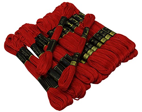 Image of Cross Stitch Hand Embroidery Thread Stranded Cotton Craft Sewing Floss 25 Skeins-Maroon