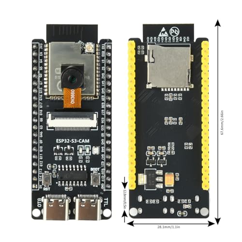 Image of 3Pcs ESP32-S3-CAM Development Board with OV3660 Camera, ESP32-S3-WROOM N16R8 Module with Dual Type-C Interface Support Wi-Fi and Bluetooth MCU Microcontroller for IoT, DIY and AI Project