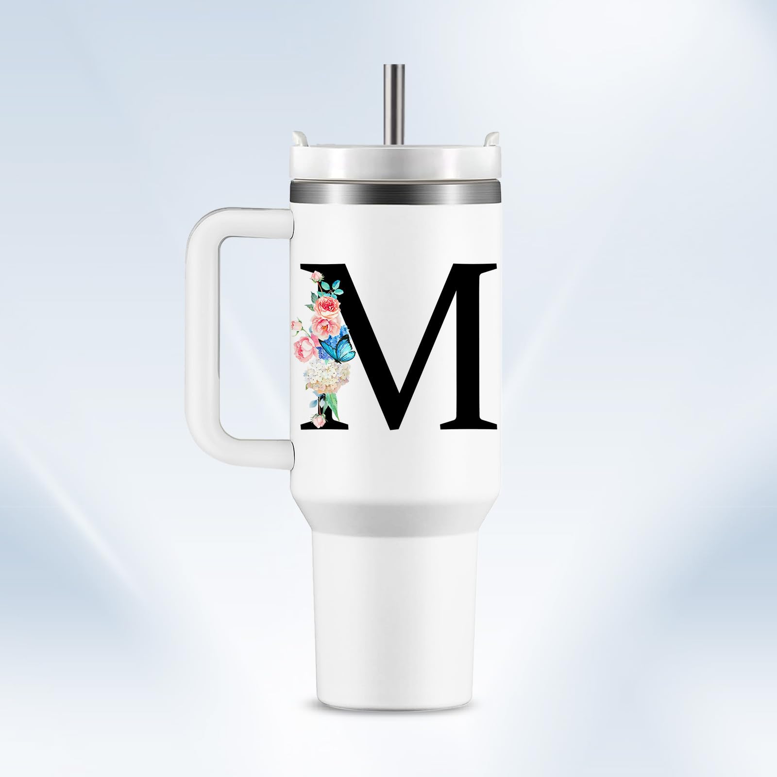 Amazon.com | HYMONA Personalized Letter M Tumbler with Lid and