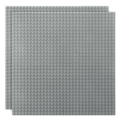 Image of Lekebaby 2 Pack Classic Baseplates 10 inch x 10 inch, Building Base Plates for Building Bricks, 100% Compatible with Major Brands and Activity Table-Baseplate, Sturdy & Safe, Age 3 and up Kids, Grey