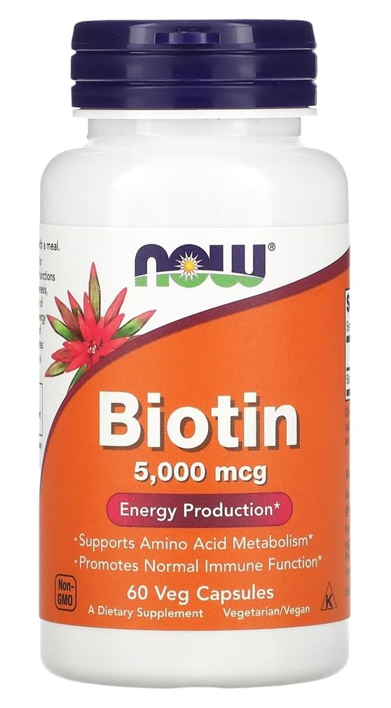 Now Foods – Biotin 5000mcg | Supports Hair, Skin, and Nails Health – 60 Veg Capsules
