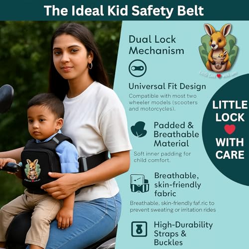 Image of Little Lock Kids Bike Safety Belt - Secure, Comfy & Easy-to-Use Harness for Two-Wheelers | Perfect for Bikes & Scooters | Ride Safe with Confidence! inch
