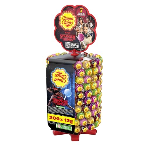 Chupa Chups Stranger Things Lutscher-Rad 200 Lollies in 7 exklusiven Sorten limitiertes Design für Halloween Geburtstage oder als Geschenk 2400g