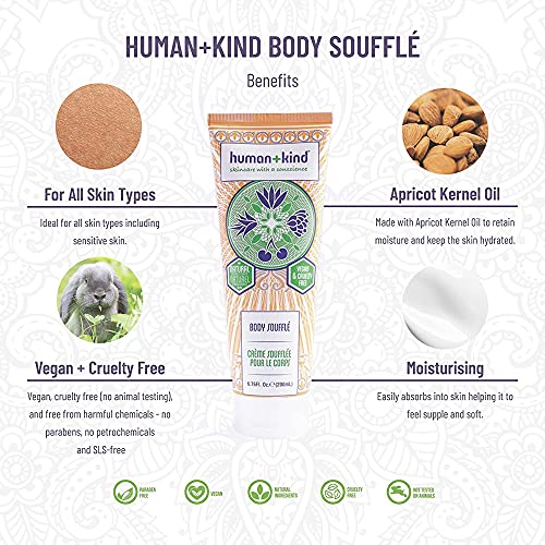 Human+Kind Body Souffle - Condicionador de pele leve e fofo para hidratar e suavizar a pele seca - F