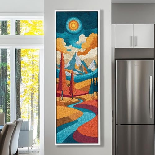 Tableau long et étroit vertical en toile encadrée 65x195 cm - 4