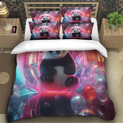 Housse de couette panda 3D en microfibre premium hypoallergénique