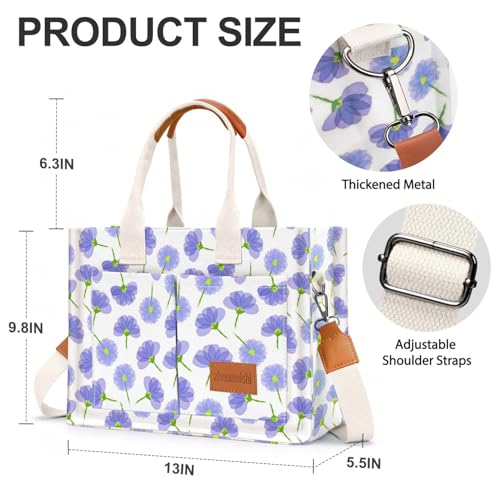Image of Canvas Tote Bag for Women with Pockets Crossbody Bag Tote Shoulder Handbags Casual Work Bags Everything Tote Bag