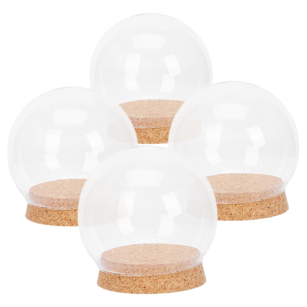 Cloche en verre pour fleurs préservées Φ13cm lot de 4 dômes avec base liège
