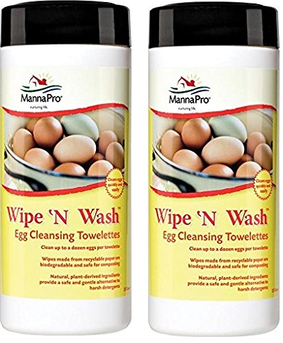 (2 Pack) Manna Pro Wipe 'N Wash Egg Cleansing Towelettes, 25 Count Per Pack