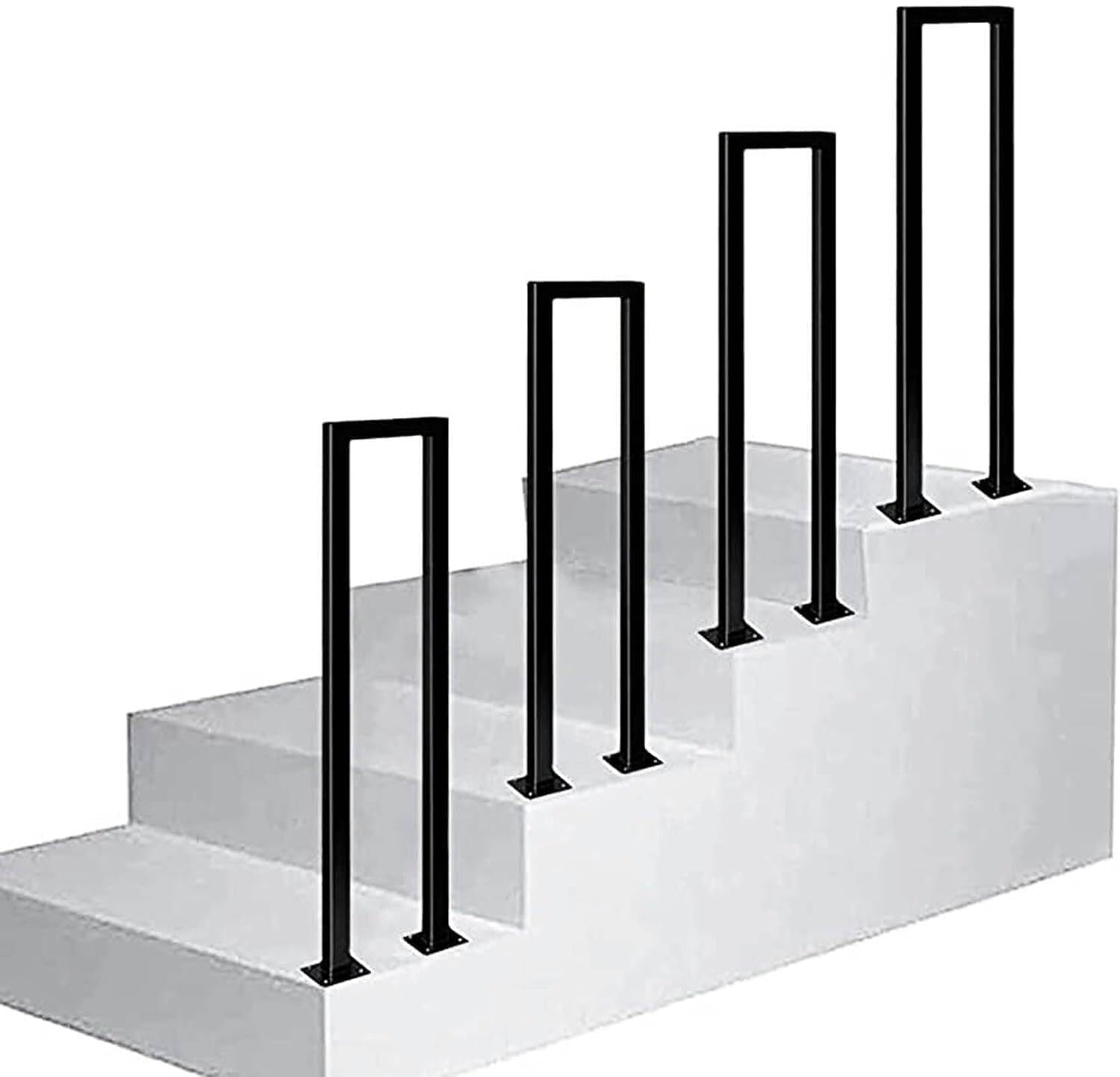 Black U-Shaped Stairs Handrail,Stair Railing Indoor,Hand Rails for Outdoor Steps,Outdoor Indoor Wrought Iron Hand Rail Guardrail,for Porch, Loft, Corridor, Garden Fence Armrest(65CM/2.1FT)