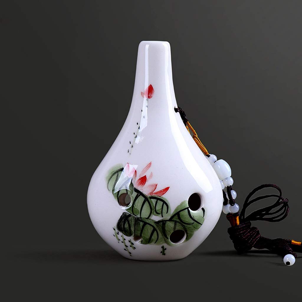 ocarina, Ocarina in argilla a 6 fori contralto in Do for principianti, for imparare a suonare, con custodia in tessuto + cordino + panno for la pulizia(White C)