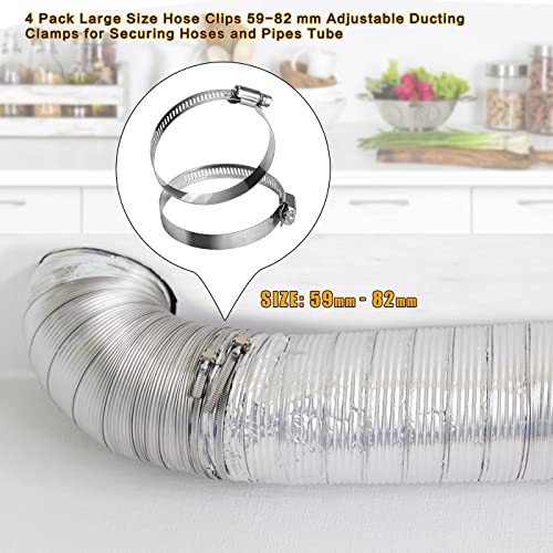 drado Jubilee Hose Clips 59-82mm Stainless Steel Pipe Clamps, 8 Pack Worm Drive Hose Clips, Silver - Image 2