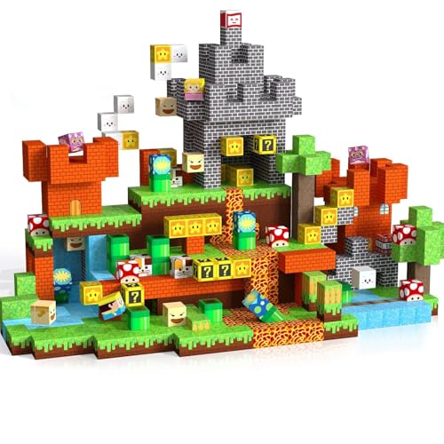 Magnetic Blocks, Toy Building Set for Kids, 3D Construction Build Toys STEM Sensory Magnet Cubes Birthday Present,Montessori Stacking Construction Toys Boys Girls Age 3-18(Game Theme150PCS )