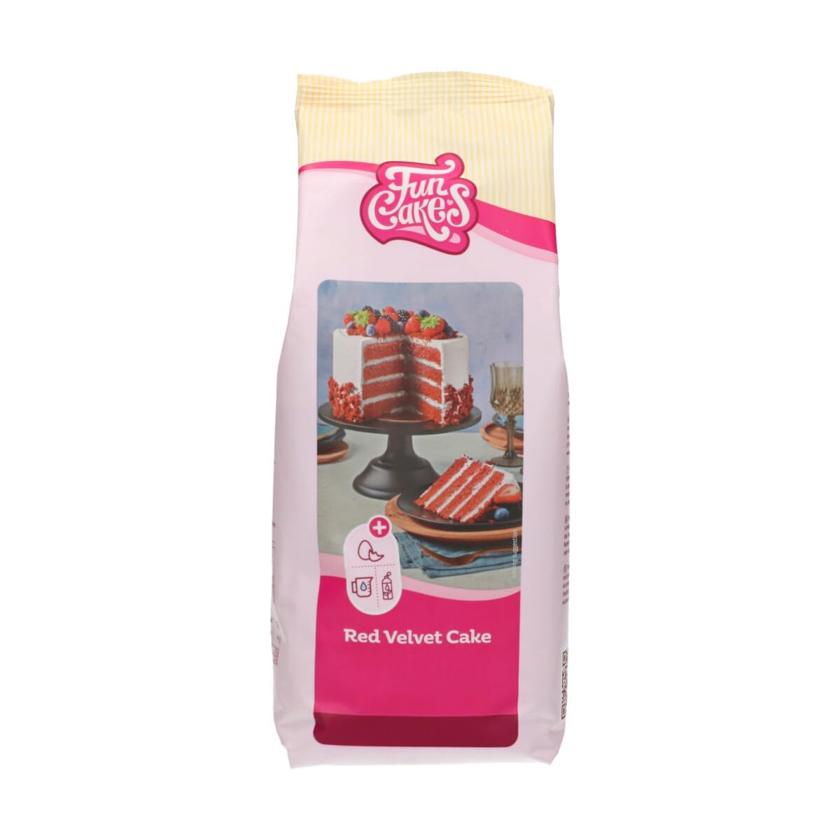 FunCakes Mix for Red Velvet Cake: Easy to Use, Nicely Soft and Fluffy Cake with a Light Chocolate Flavour, Perfect Red Colour, Also Suitable for Red Velvet Cupcakes, Halal. 1 kg.