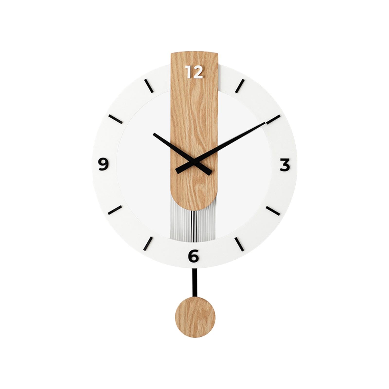 Reloj de Péndulo de Madera para Pared, Diseño Elegante Y Moderno, números arábigos, Individual