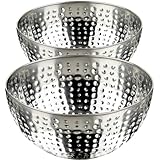 DecorRack 9' Large Decorative Bowl, Candy Dish/Catch All Bowl, Stainless Steel Hammered Centerpiece for Serving Fruits and Treats (2 Pack)