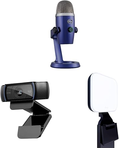Logitech Paquete de equipo de podcast azul Yeti Nano USB para PC, Mac, juegos, grabación, transmisión, podcasting y micrófono de computadora, cámara