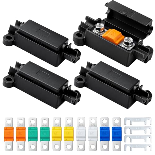 4PCS Midi Fuse Holders + 10Pcs Fuses Assorted 30/40/60/80/100Amp
