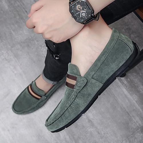Men's Suede Flat Penny Loafers Retro Round Toe Non-Slip Slip-On Casual Walking Shoes Breathable and Comfortable Driving Shoes3