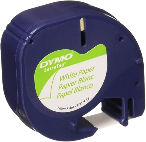 3X DYMO 10697 - Cinta autoadhesiva de papel blanco para LetraTag de 12 pulgada de ancho x 13 pies de largo (3 paquetes de ampollas, 2 recambios por