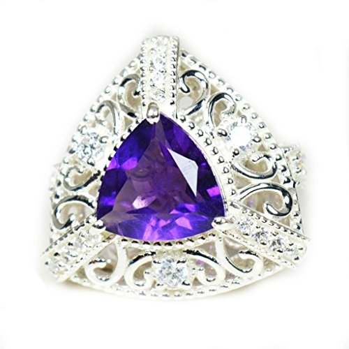 Bague améthyste naturelle authentique bague argent sterling 925 coupe trillion pour femme