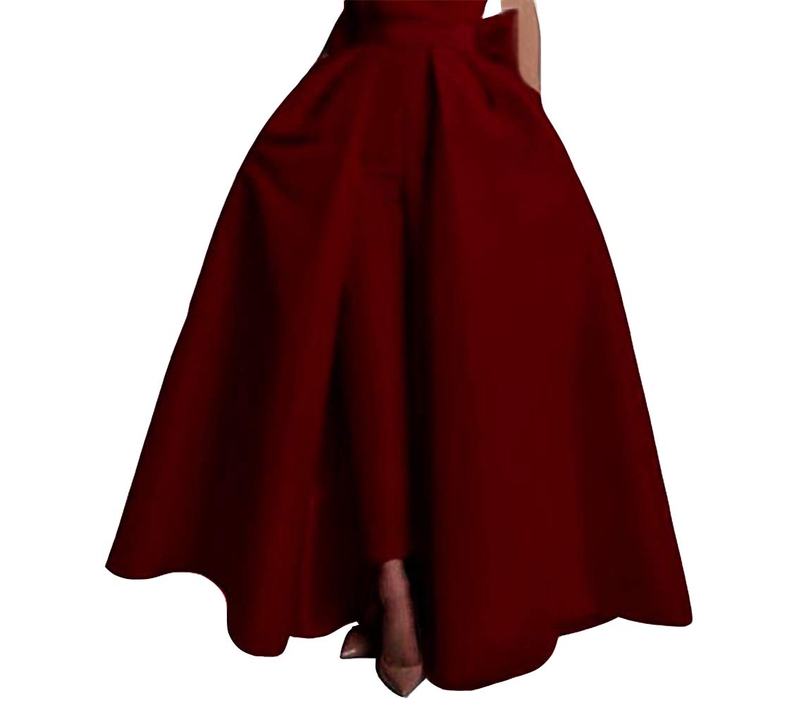 Women's Satin Detachable Train Skirt Prom Party Foor Length Evening Party Skirts with Bowknot