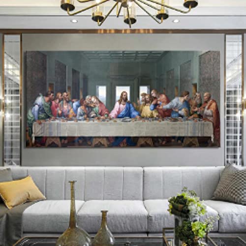 Tableau La Cène Da Vinci impression toile murale salon 40x80cm